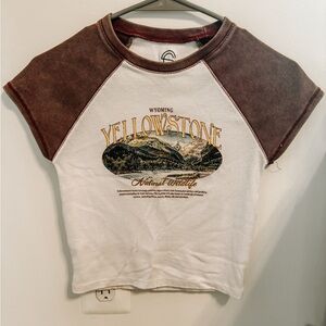 Yellowstone Graphic Baby Tee - White & Brown